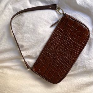 BY FAR - Rachel Croco Embossed Leather Bag - COLOR: Nutella